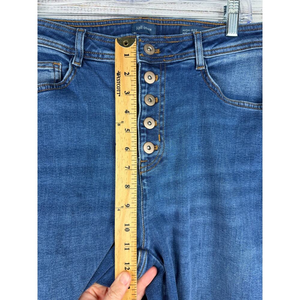 J.Jill High Rise Wide Leg Crop Blue Jeans 16 Regular Stretch Casual Button Fly - Picture 3 of 9